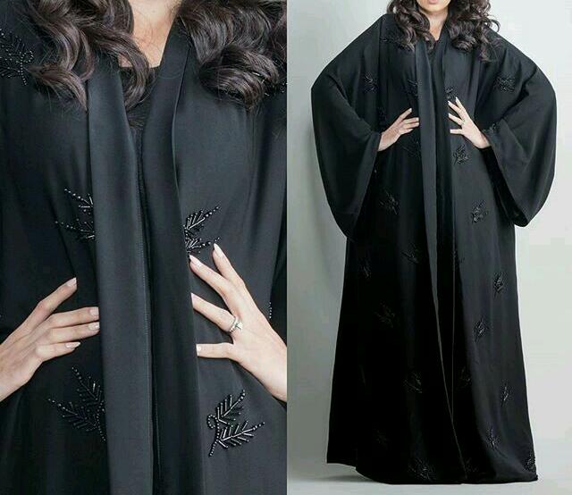 Black Beaded Double Abaya - House Of Calibre