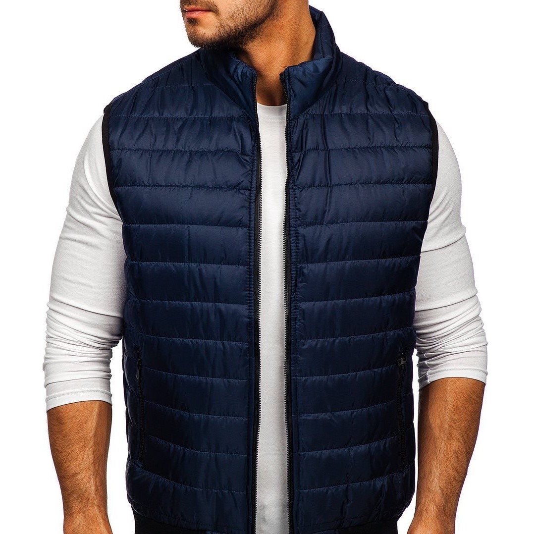 Puffer Gilet Quilted Men Navy Blue Ultra Warm Jacket - House Of Calibre