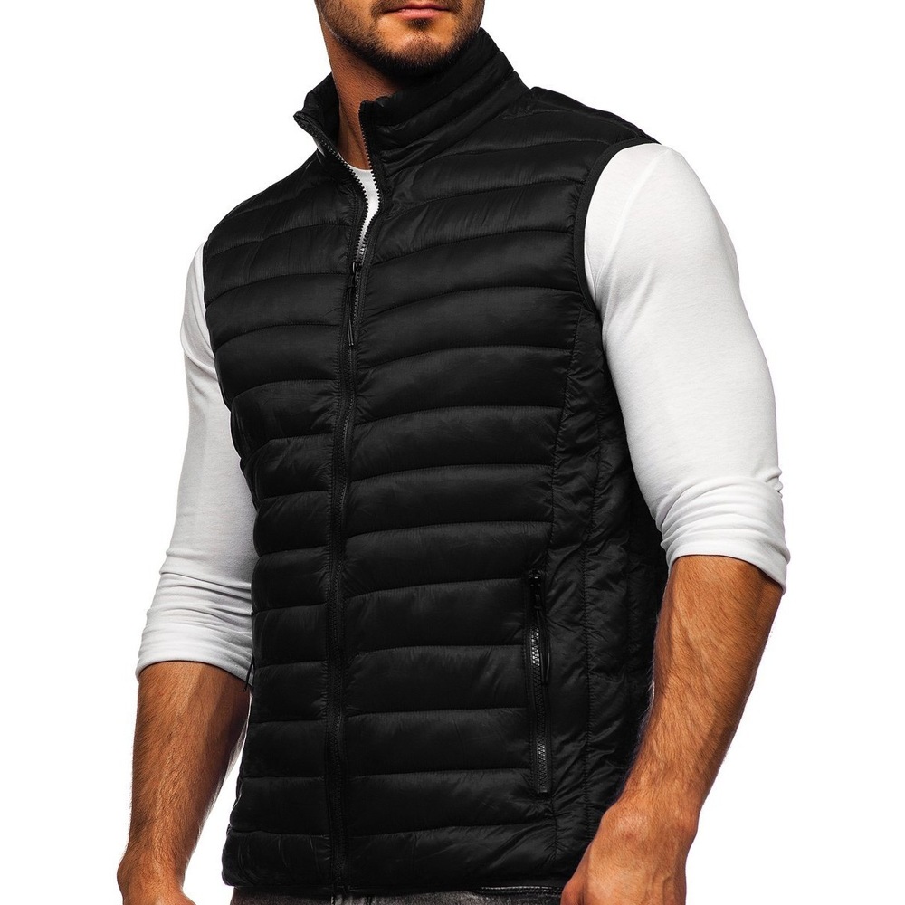 Quilted Puffer Black Gilet Sleeveless Body Fit Jacket - House Of Calibre