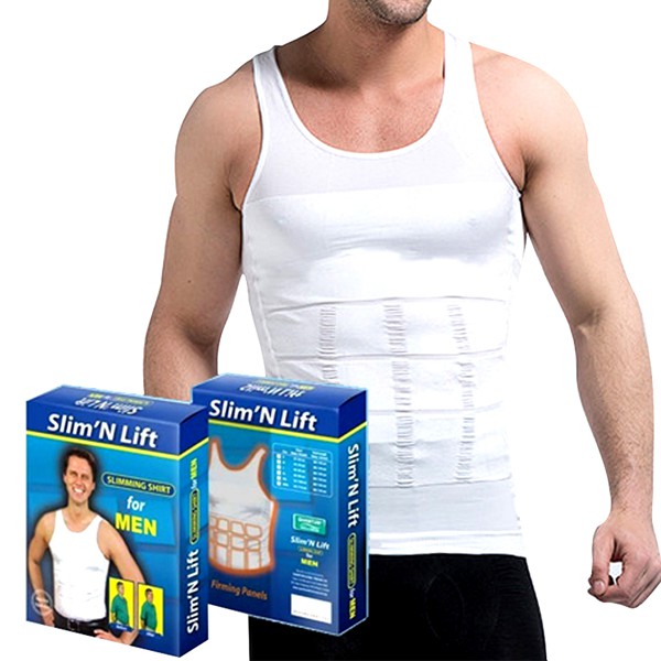 FITLIFT Vest Body Shaper for Men Men's and Boys Polyester Spandex Slim Lift  Innerwear Undershirt White