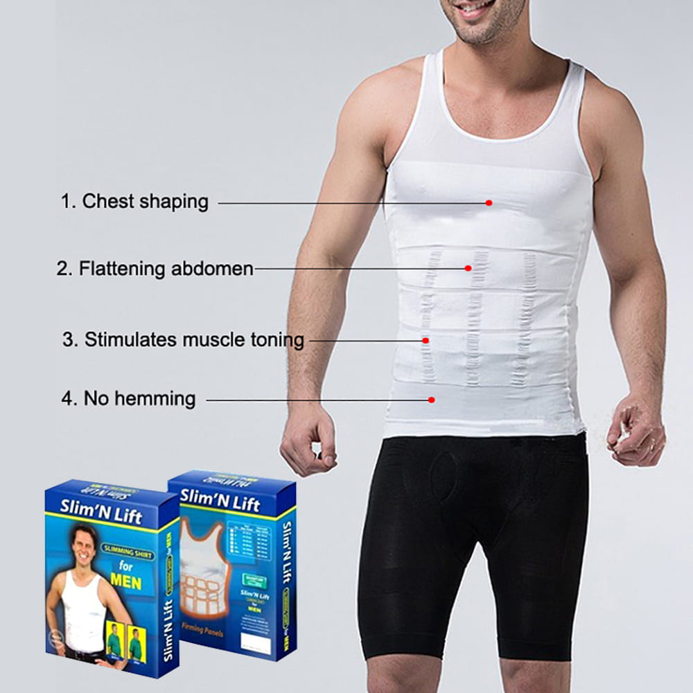 FITLIFT Vest Body Shaper for Men Men's and Boys Polyester Spandex Slim Lift  Innerwear Undershirt White